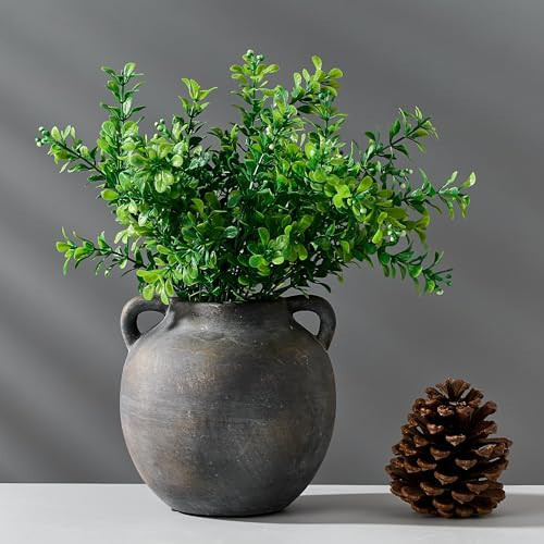 PORCER Ceramic Rustic Vase for Home Decor, 5.8 Inch Terracotta with Handles, Vintage Decorative for Flowers, Plants, Living Room, Table, Thanksgiving - Black Bronze | Amazon (US)