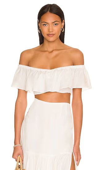 Ella Off The Shoulder Flounce Top in Ivory | Revolve Clothing (Global)