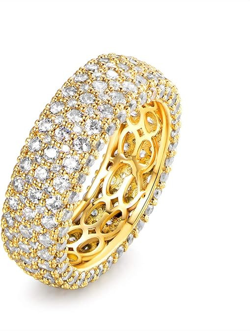 Barzel 18k White Gold or Rose Gold Plated Cubic Zirconia Eternity Band Ring Cocktail Jewelry | Amazon (US)