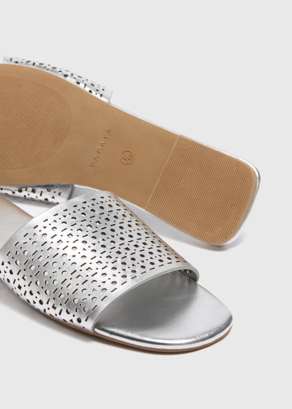 Silver Laser Cut Slider Sandal | Matalan (UK)