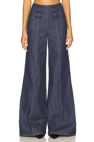 SAU LEE Brooklyn Denim Pant in Blue. - size 12 | Revolve Clothing (Global)