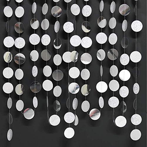 Decor365 Glitter Silver Circle Garland Party Decorations Paper Circle Dots Streamers Banner Backd... | Amazon (US)