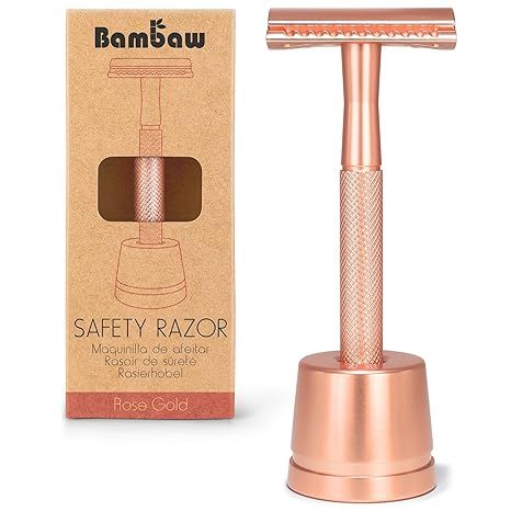 Bambaw Double Edge Safety Razor with Stand, Women Razor with a Blade, Plastic Free Metal Razor ... | Amazon (US)