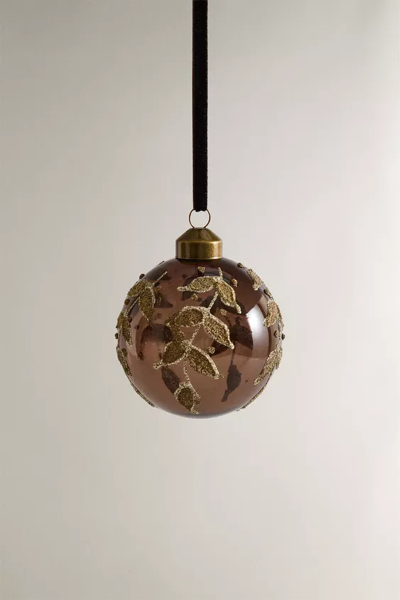 CHRISTMAS TREE GLASS BALL LEAVES ORNAMENT | Zara US