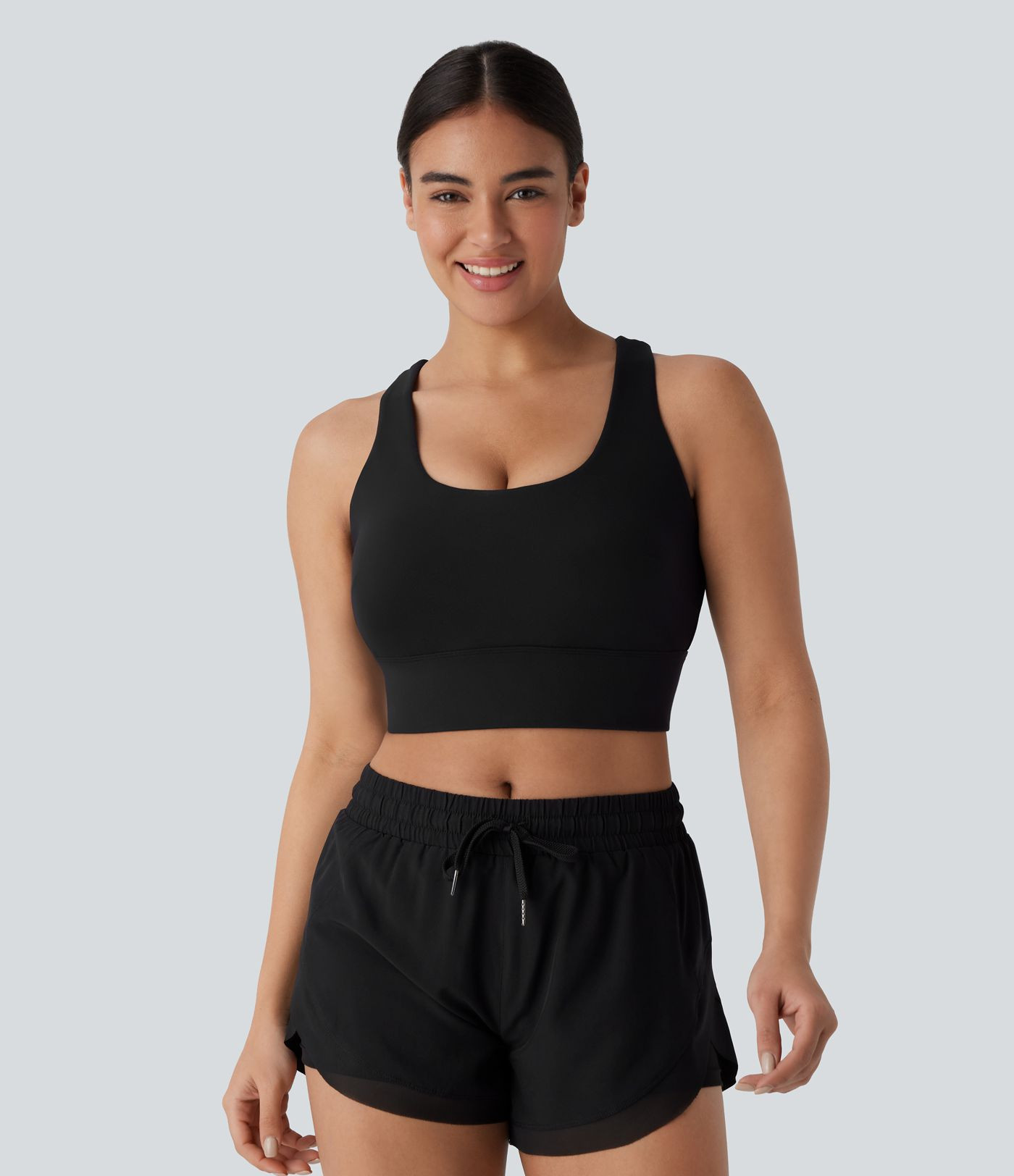 Medium Support U Neck Adjustable Hook Running Sports Bra DD-F Cups | HALARA