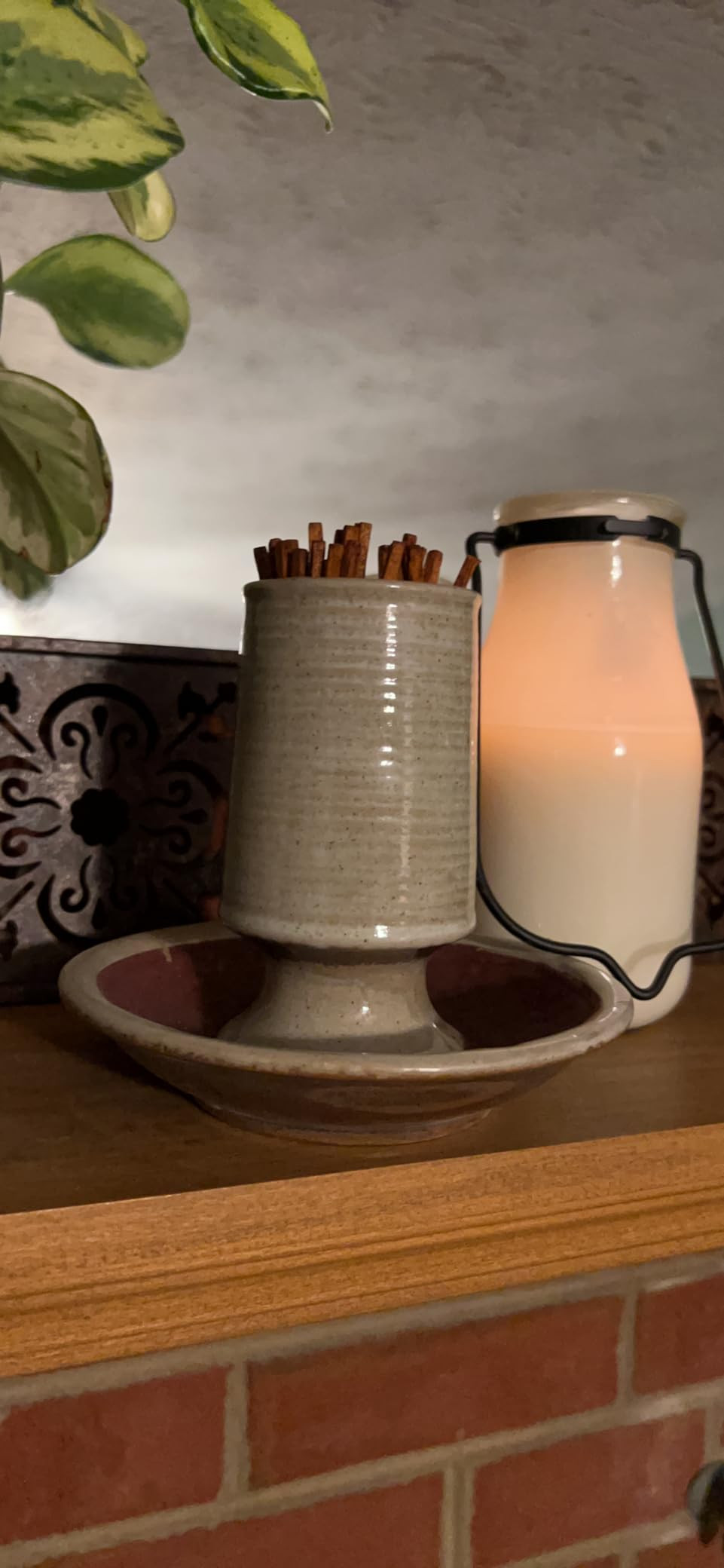 Creative Co-Op Stoneware Striker Plate, Reactive Glaze, Grey (Each One Will Vary) Match Holder | Amazon (US)