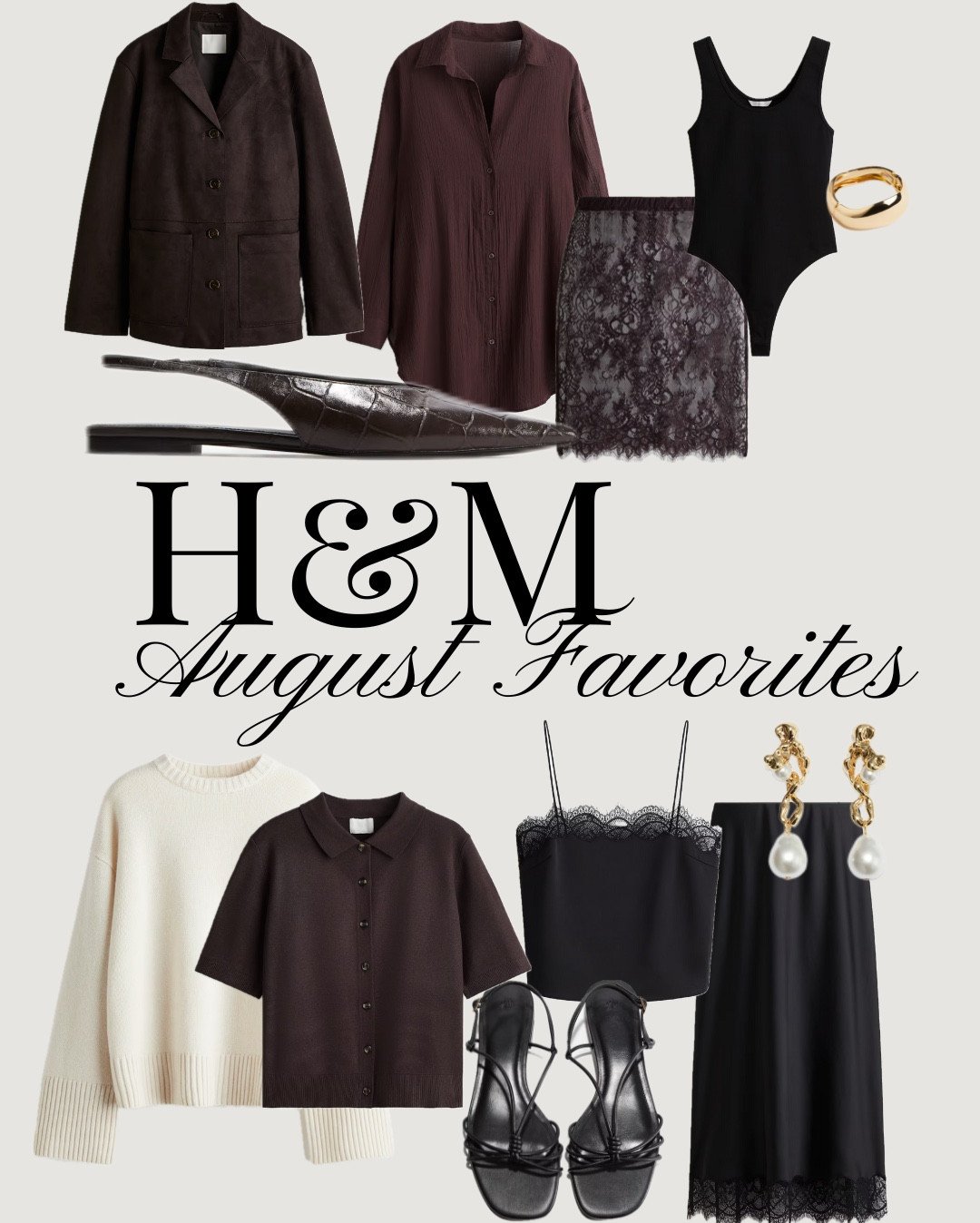 H&M – August Favorites 🍂
Meine liebsten Pre-Fall Pieces: Wildleder-Blazer, Röcke mit Spitzen-Details, fein gestrickte Pullover mit Kragen & klassische Lederstiefel.
Ein Mix aus Struktur & Romantik – ideal für die ersten kühleren Tage.

#LTKstyletip #LTKdeutschland