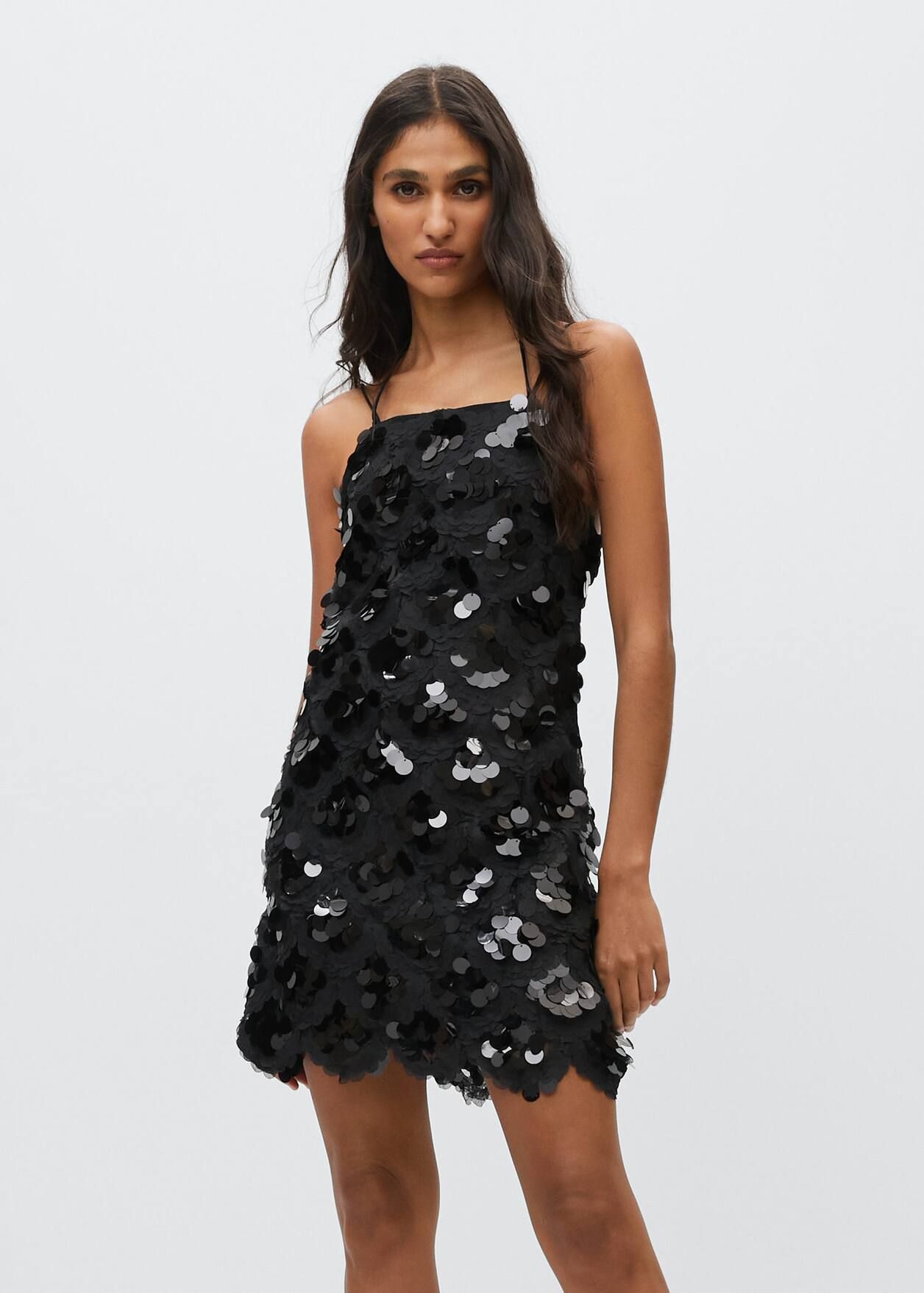 Sequined halter neck dress | MANGO (US)