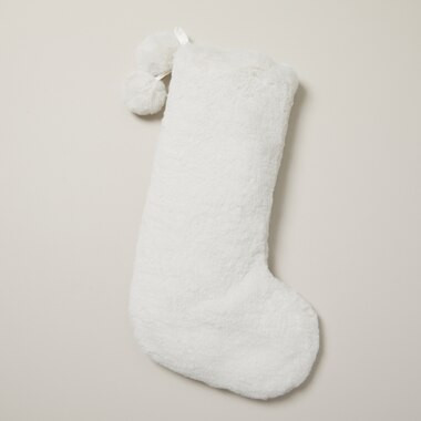 RECYCLED FAUX FUR STOCKING, IVORY | Indigo (CA)