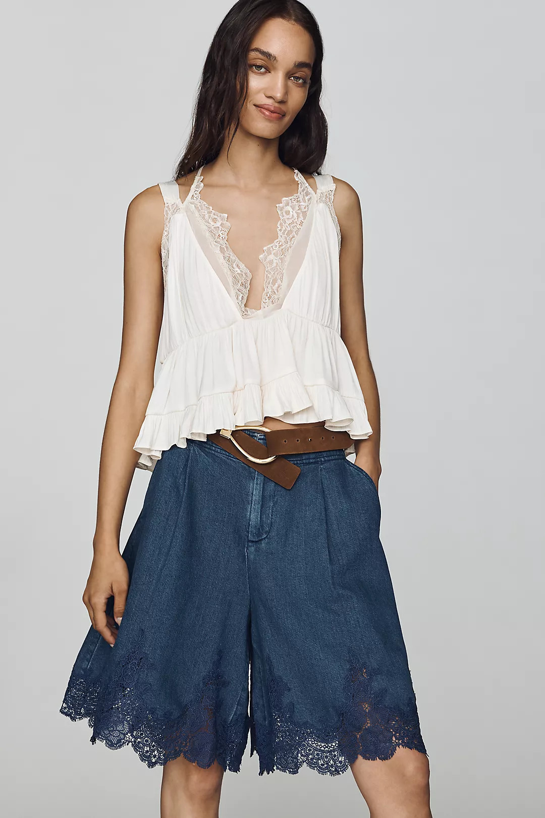 By Anthropologie Long Lace Shorts | Anthropologie (US)