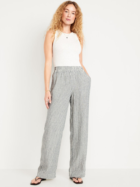 High-Waisted Linen-Blend Wide-Leg Pants | Old Navy (US)