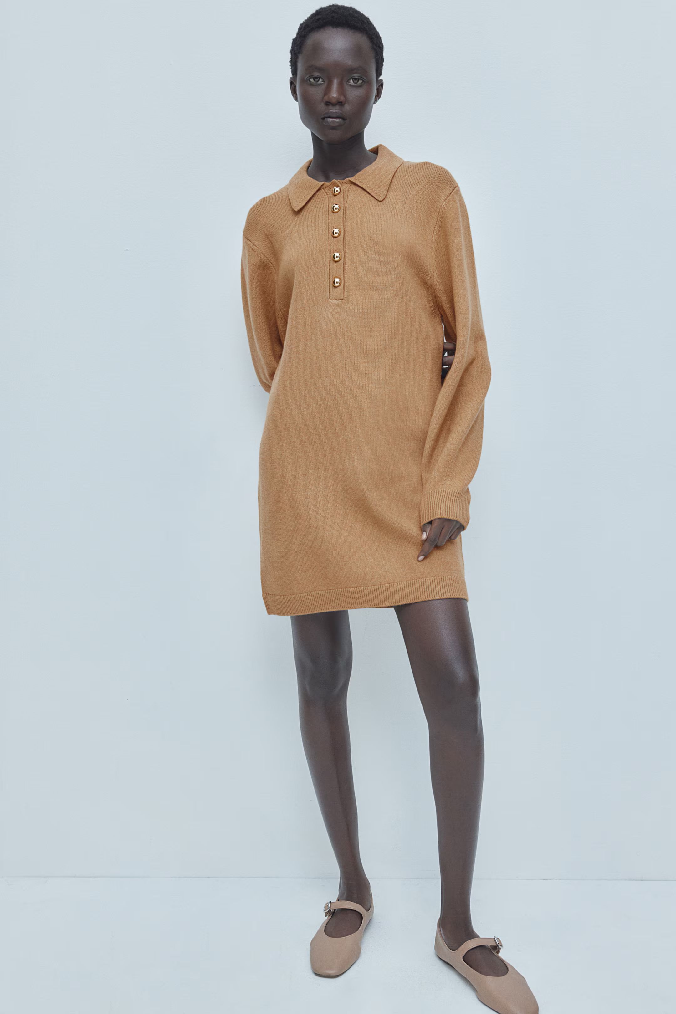 Fine-Knit Dress with Collar | H&M (US + CA)