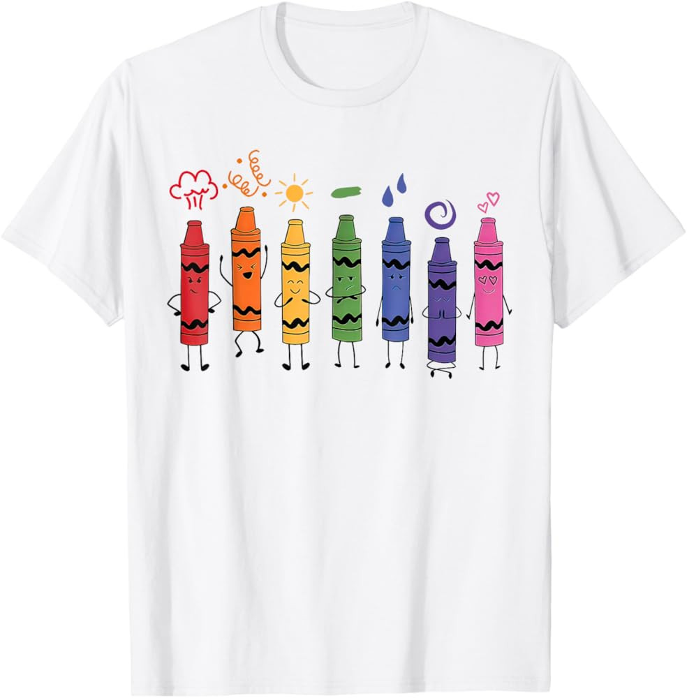 Mood Color Crayons Teacher T-Shirt | Amazon (US)