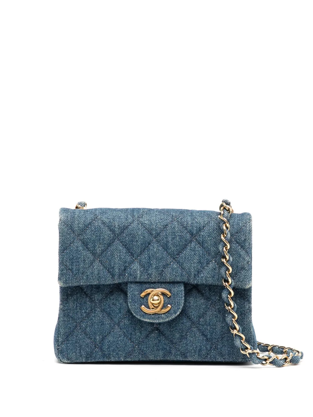 CHANEL Pre-Owned 1998 Mini Square Classic Flap Denim Shoulder Bag - Farfetch | Farfetch Global