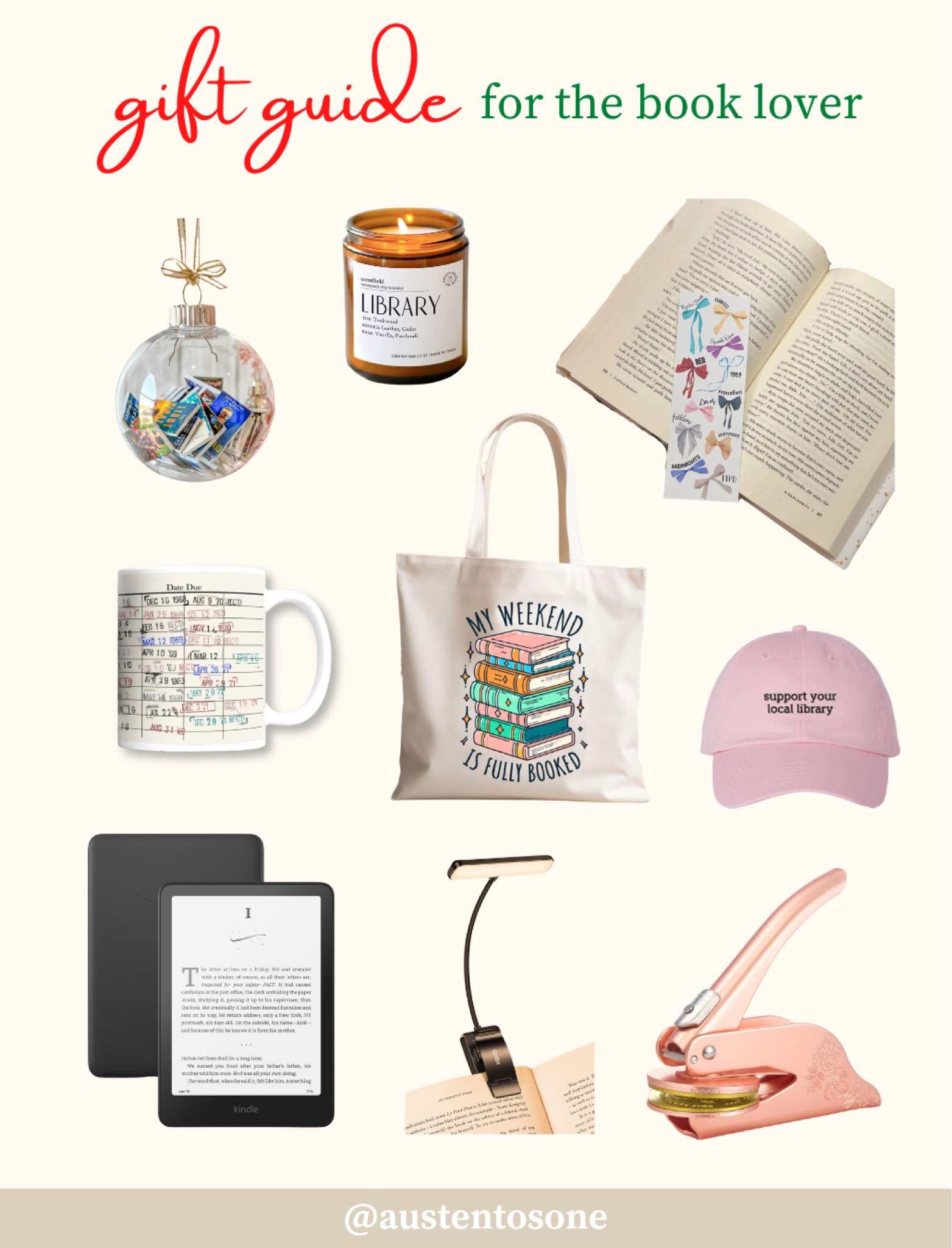 Gift guide for the book lover! From a custom embosser and cute bookmarks to merch like tote bags and hats to celebrate your love of reading there are so many fun ideas here  

#LTKSeasonal #LTKHoliday #LTKGiftGuide