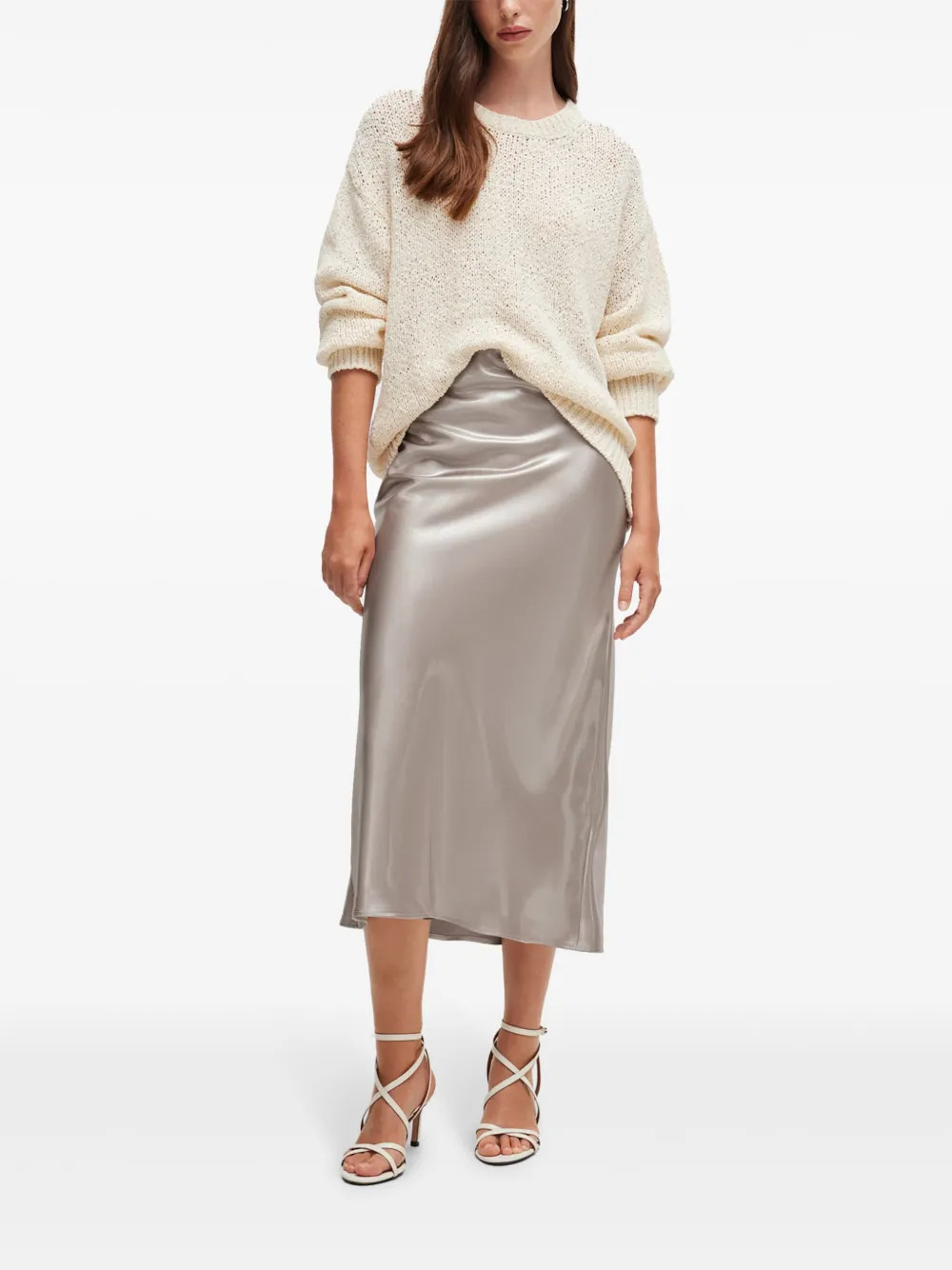 BOSS Satin Midi Skirt - Farfetch | Farfetch Global