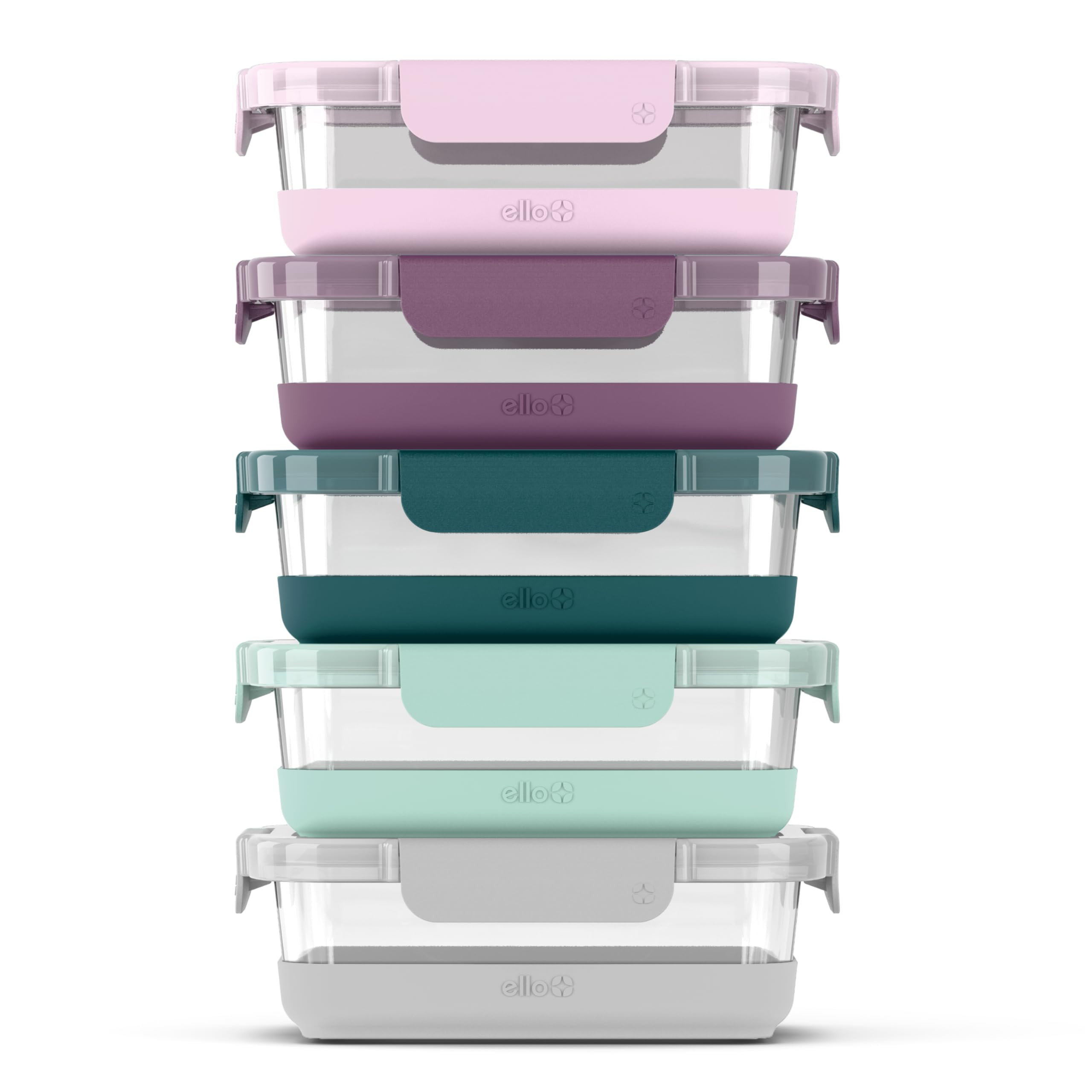 Ello Duraglass 3.4 Cup Meal Prep Sets 10Pc, 5 Pack Set- Glass Food Storage Container with Silicon... | Amazon (US)