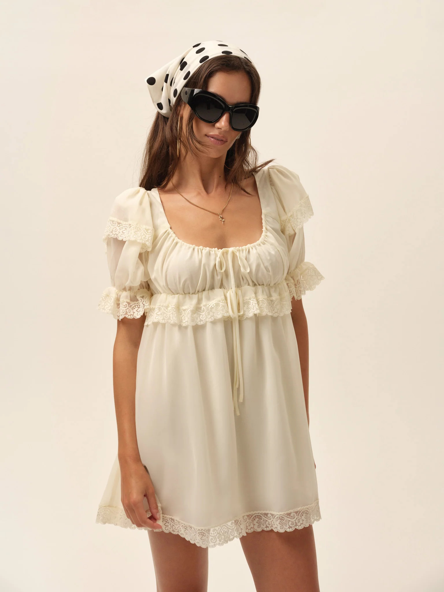 Juniper Puff Sleeve Mini Dress — Baby Yellow | For Love & Lemons
