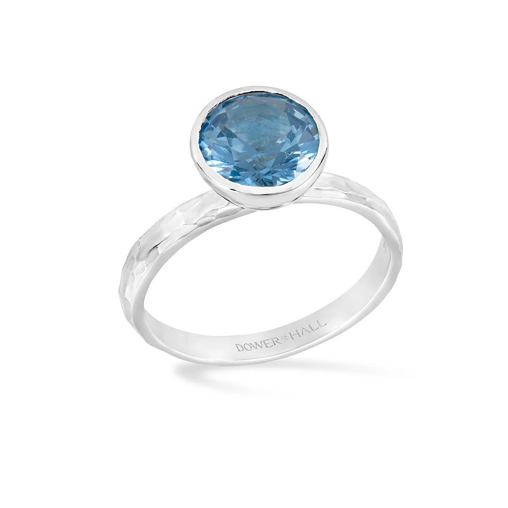 8mm Blue Topaz Hammered Twinkle Ring | Dower & Hall