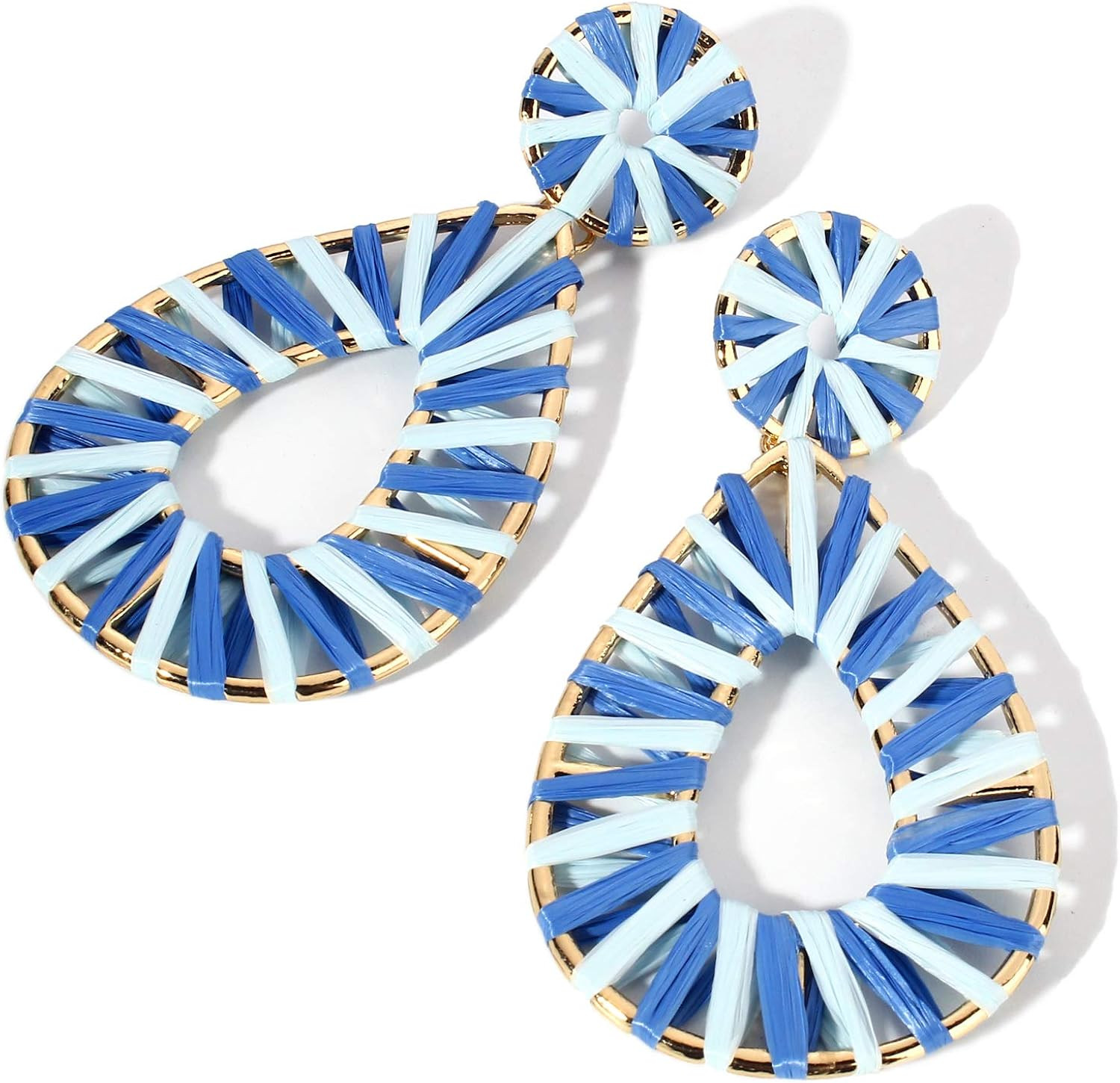 Boho Raffia Earrings Statement Teardrop Earrings Drop Dangle Bohemian Earrings | Amazon (US)