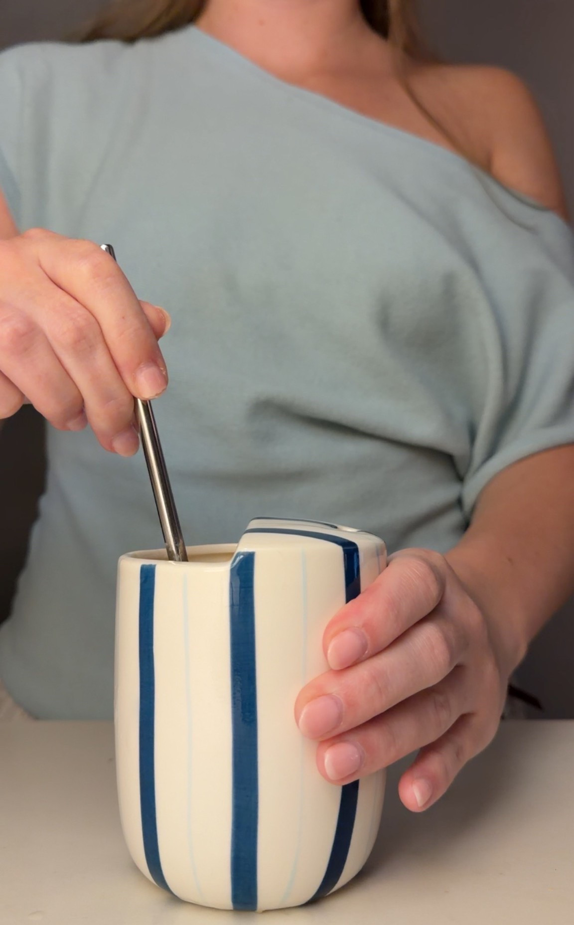 LOVVVING this striped ceramic coffee mug