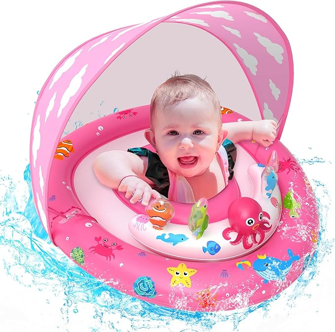 ZIZZ Baby Pool Float with Canopy - 2025 New Inflatable Baby Swim Float with UPF50+Sun Protection,... | Amazon (US)
