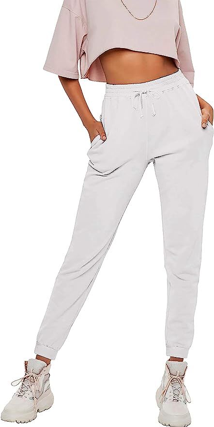 Hat and Beyond Womens Joggers Lightweight Pockets Sweatpants French Terry Trousers | Amazon (US)
