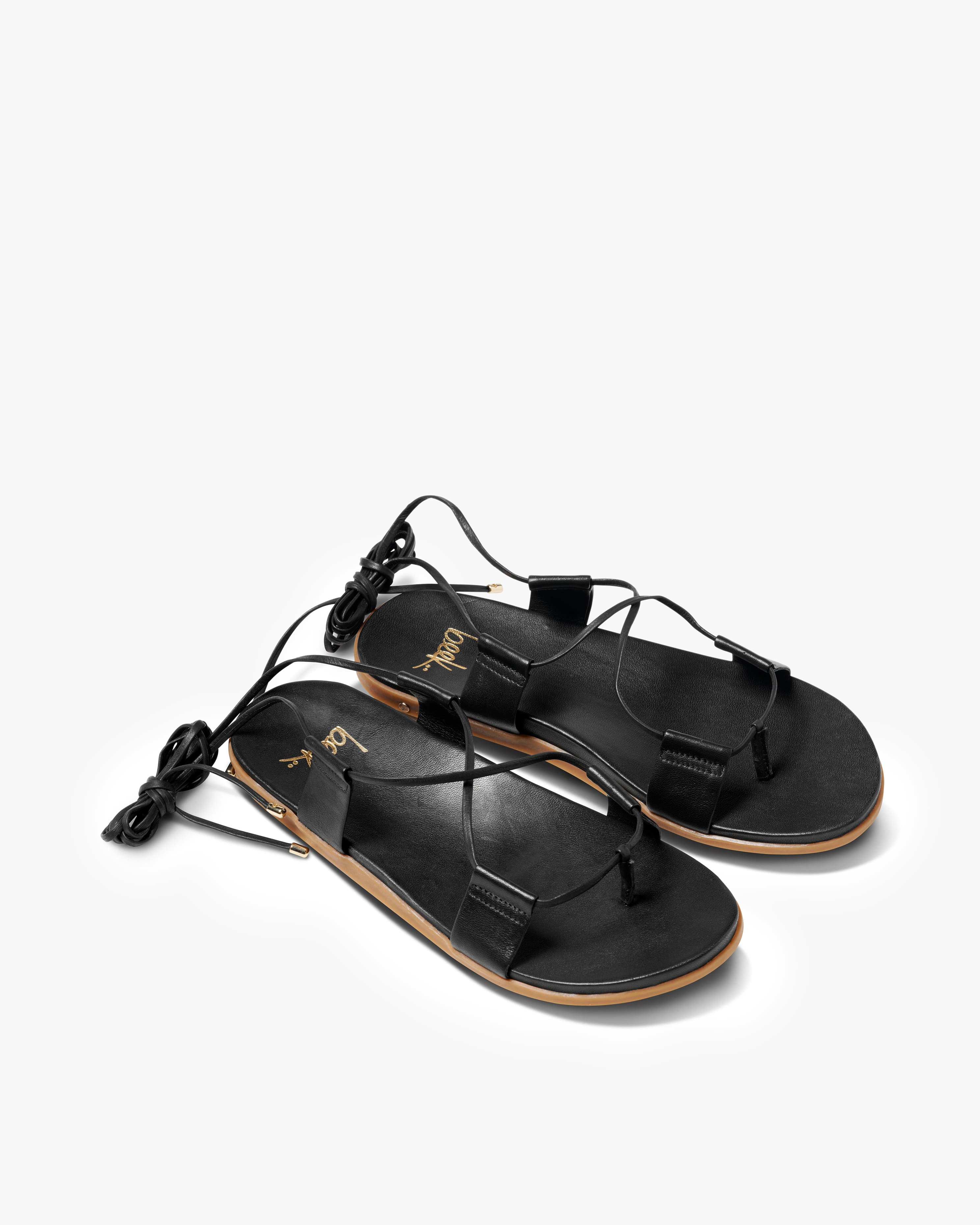 Moa Leather Ankle Wrap Sandal - Black | beek | beek