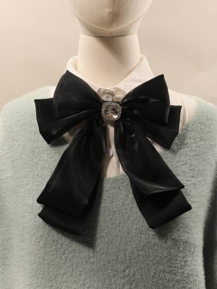 1pc Women's Casual Rhinestone Decorative Bow Tie Brooch Pin Flower Collar For Parties, Hosting Ev... | SHEIN