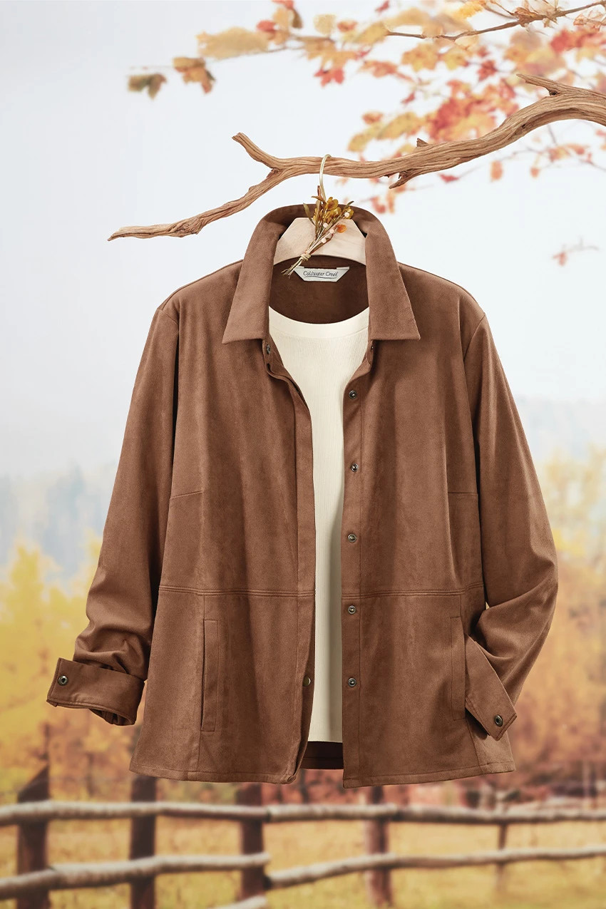 Stretch Faux Suede Shirt Jacket | Coldwater Creek