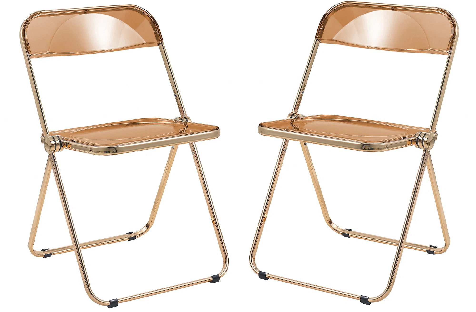 Lawrence Plastic Stackable Folding Chair with Gold Chrome Frame (Set of 2) | Wayfair North America