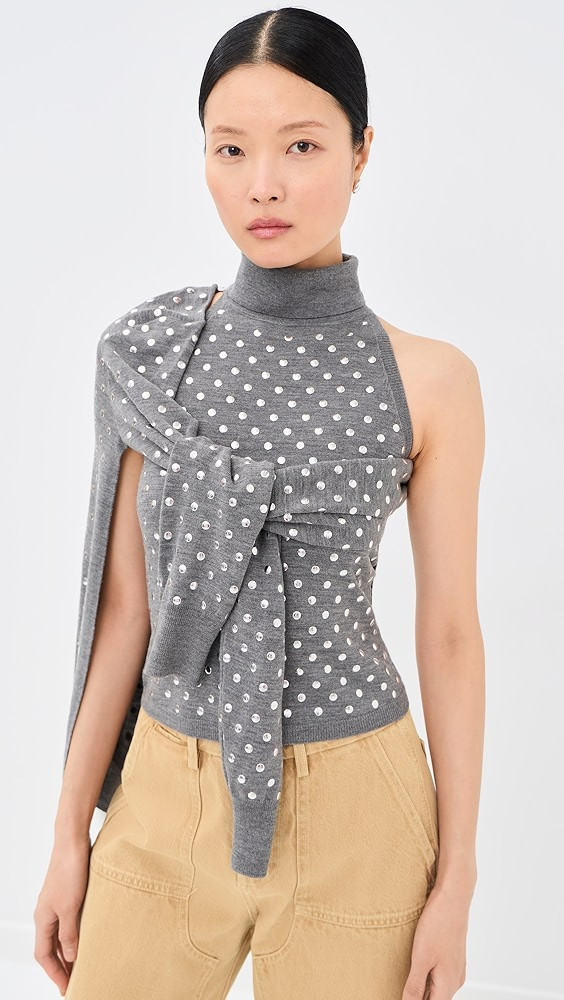Studded Halter Neck Top with Scarf | Shopbop