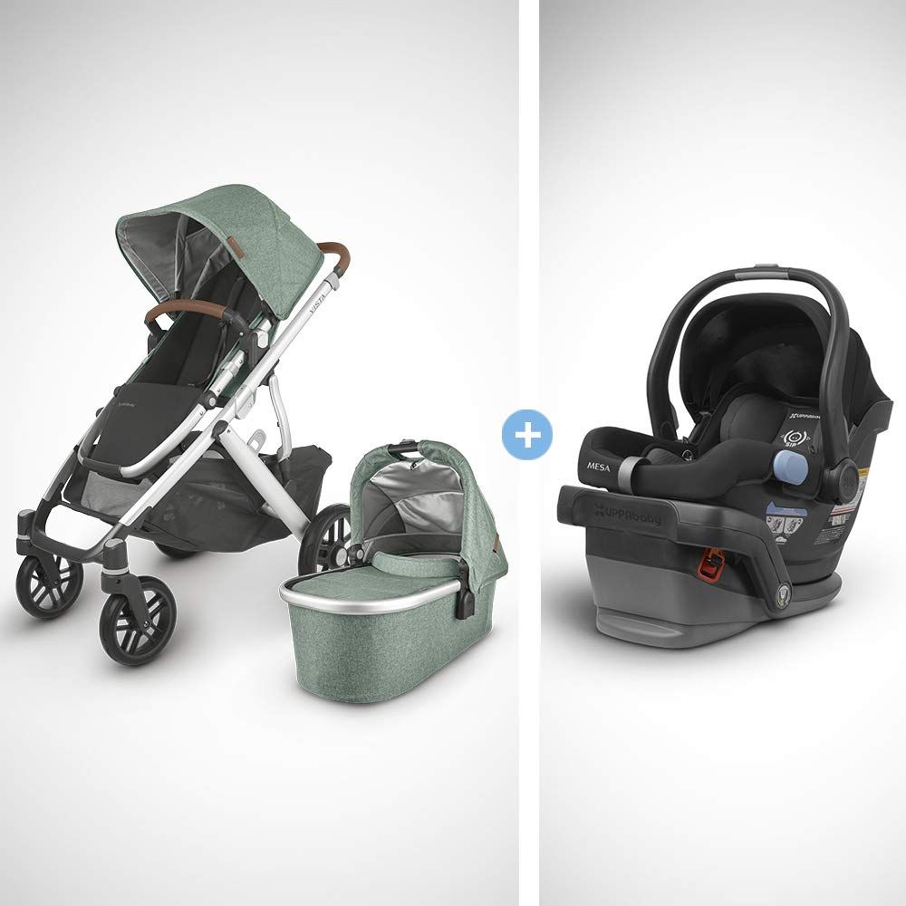 UPPAbaby Vista V2 Stroller - Emmett (Green Melange/Silver/Saddle Leather) + Mesa Infant Car Seat ... | Amazon (US)