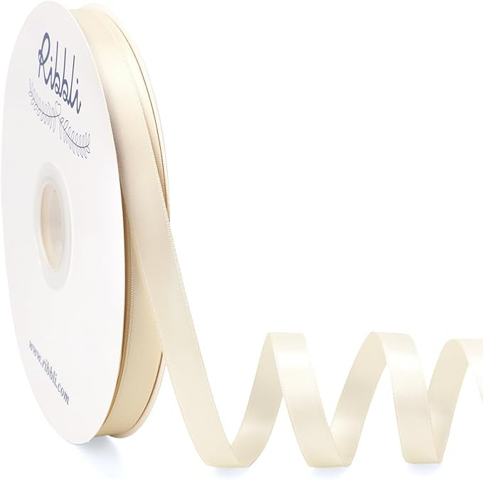 Ribbli Ivory Satin Ribbon Double Faced Satin 1/2 Inch x Continuous 100 Yards-Cream White Ribbon f... | Amazon (US)
