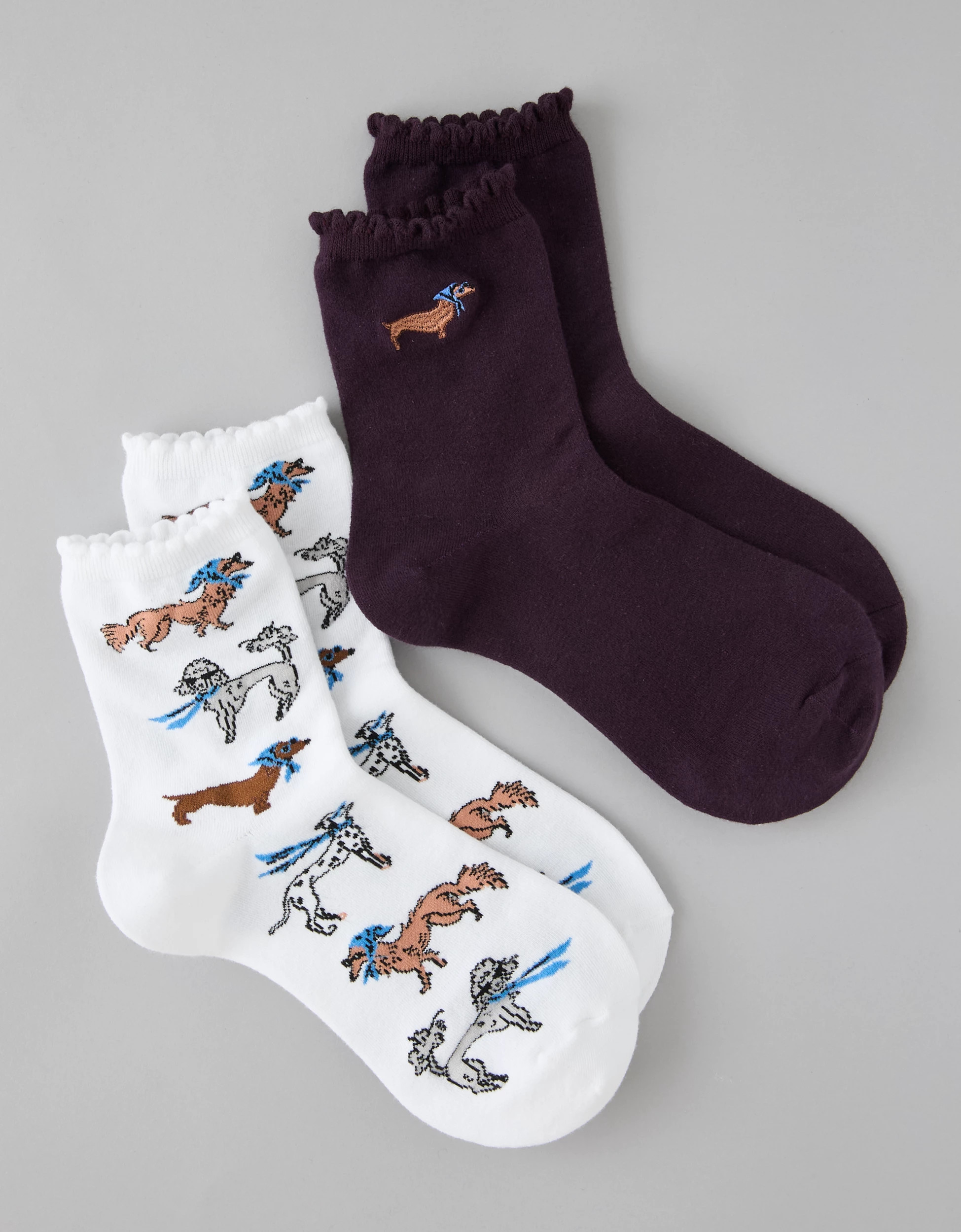 AE Graphic Cropped Crew Socks 2-Pack | American Eagle Outfitters (US & CA)