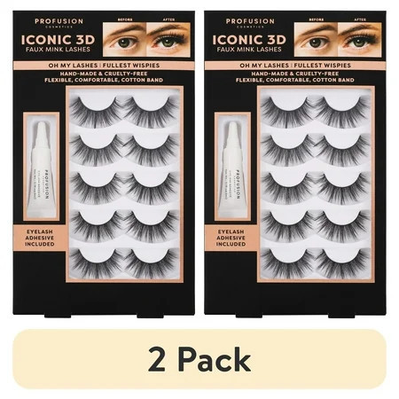 (2 pack) Profusion Cosmetics Iconic 3D Faux Mink Black Eyelashes 5 Pair- Oh My | Walmart (US)