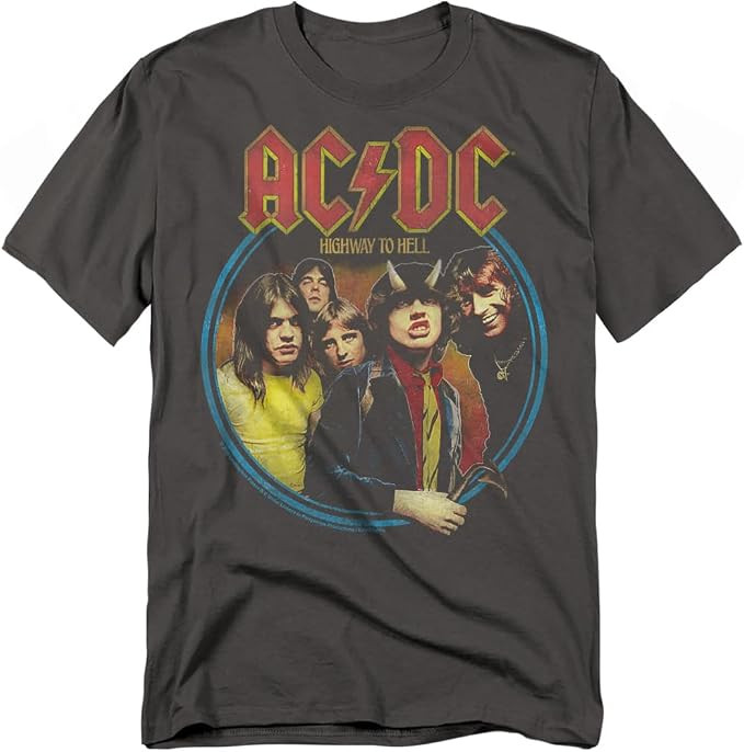 Popfunk ACDC Highway to Hell Album T Shirt Charcoal | Amazon (US)