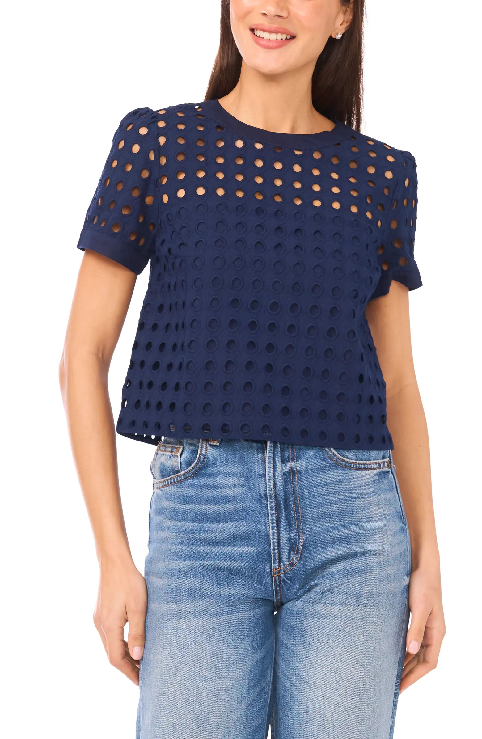 Circle Eyelet Cotton Top | Nordstrom