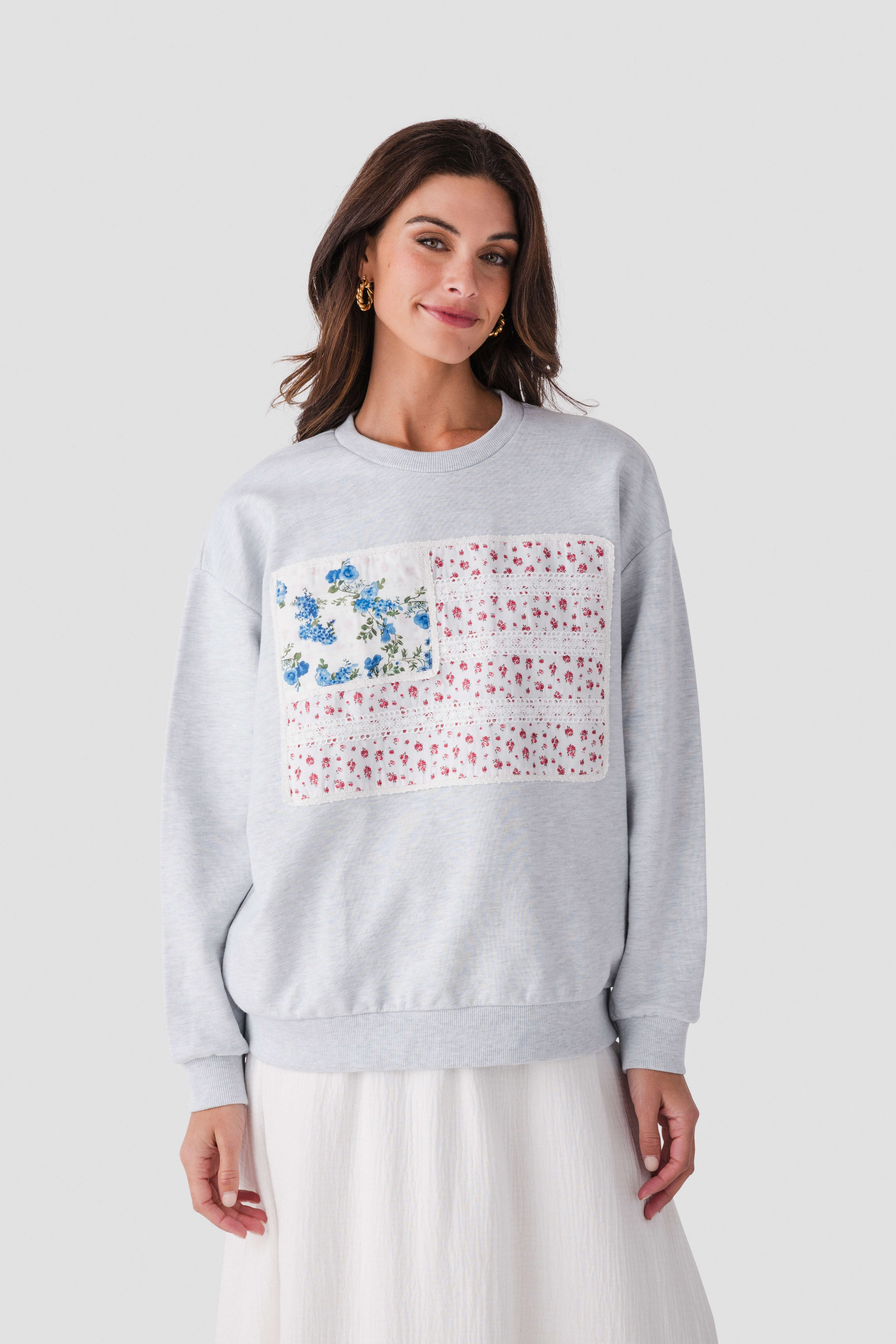 Vintage Havana American Flag Applique Crewneck | Social Threads