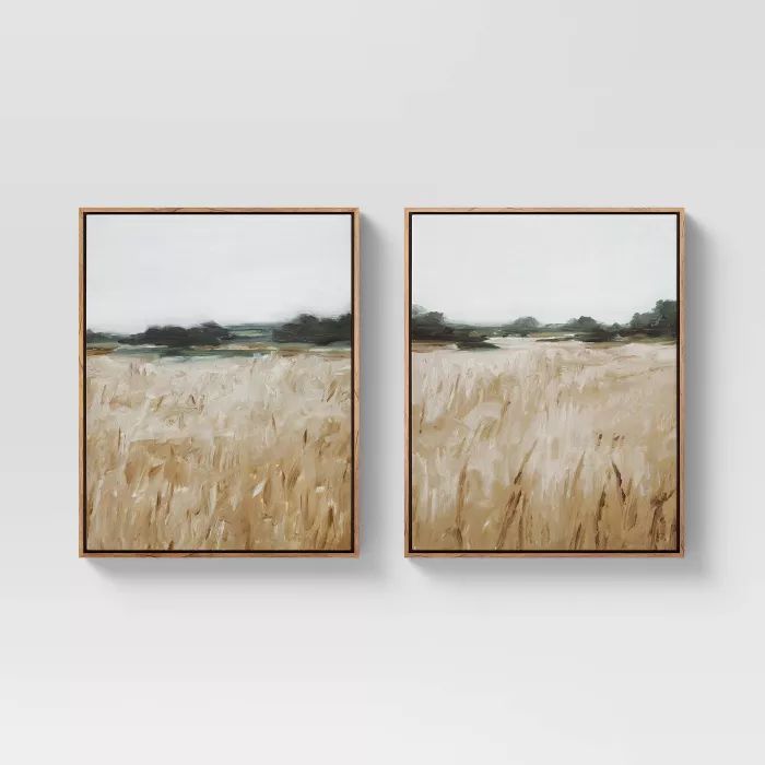 (Set of 2) 16&#34; x 20&#34; Grassy View Framed Canvas - Threshold&#8482; | Target