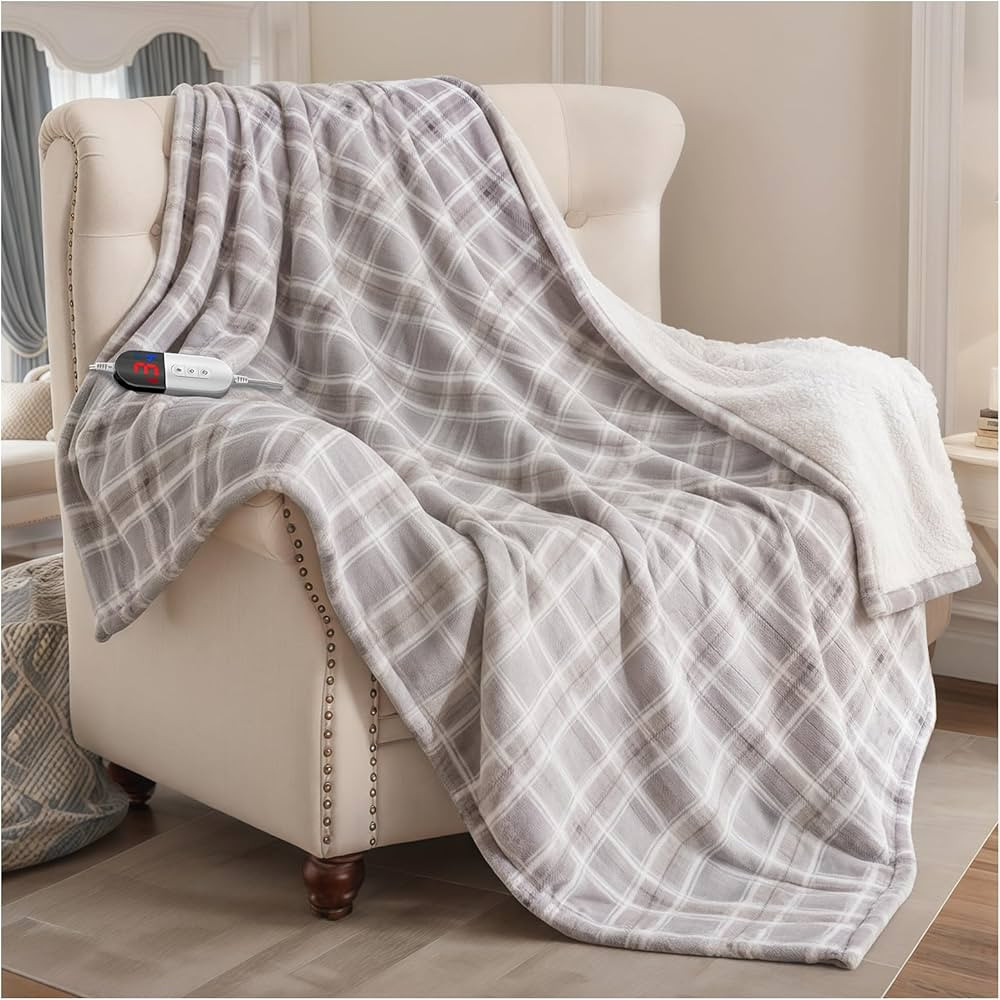 Heated Blanket Electric Throw, 50X60 Heating Throw with 6 Heating Levels & 4 Time Settings, Grey ... | Amazon (US)