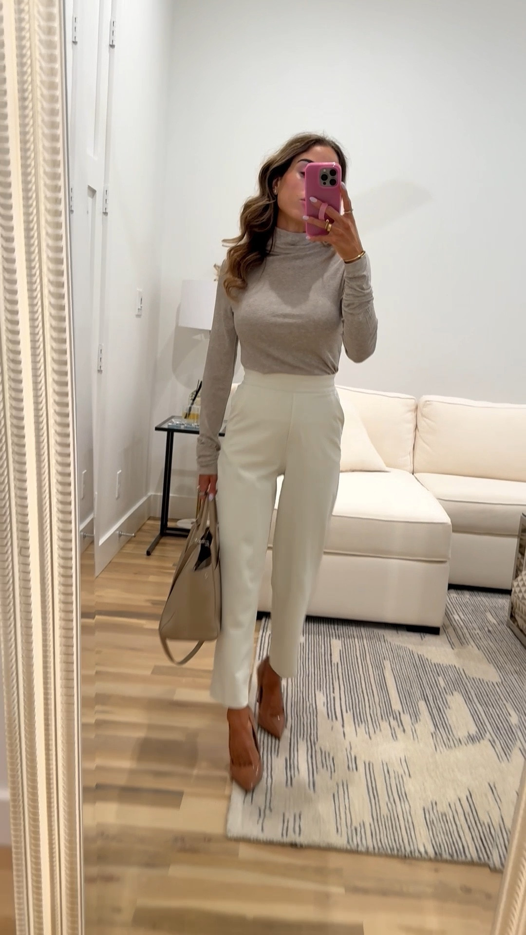 Monochromatic Office outfit idea pairing this heather neutral ultra fine wool turtleneck sweater with these off white trouser pants worn insanely good stretch! Smallest size in both 

#LTKFindsUnder50 #LTKWorkwear #LTKPetite