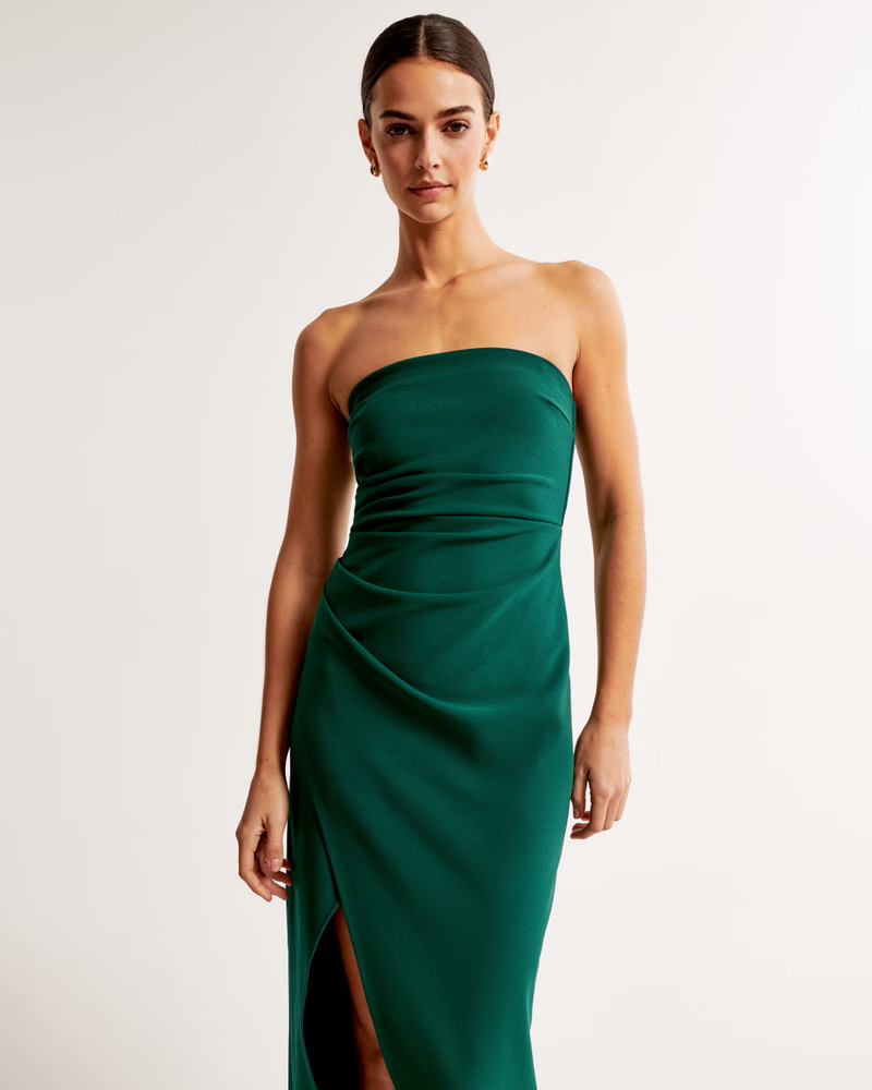 Strapless Crepe Midi Dress | Abercrombie & Fitch (US)