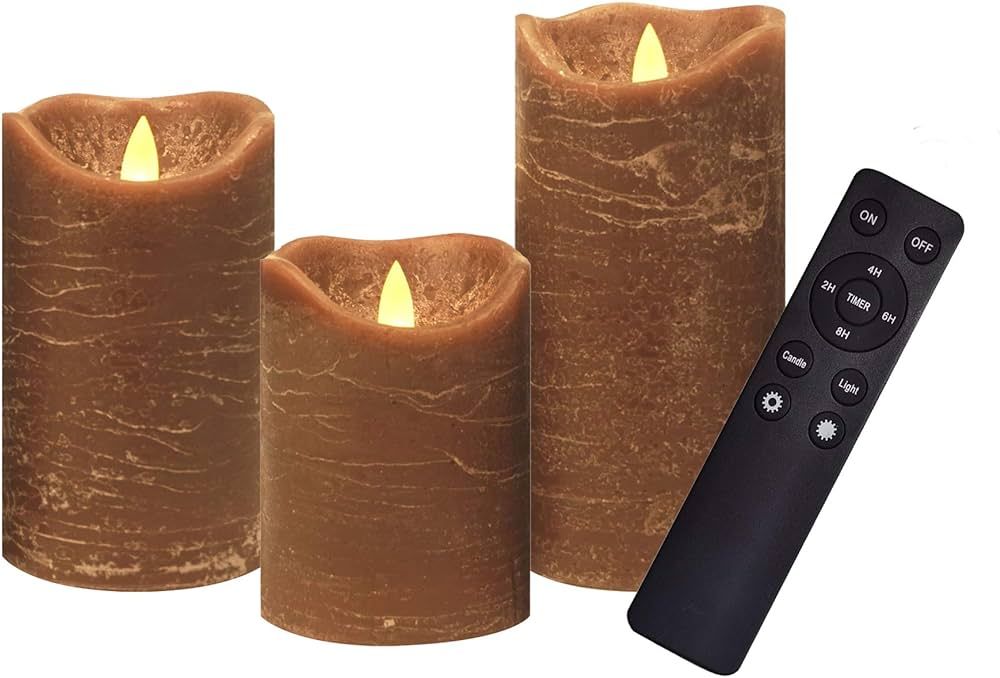 iZAN 3 Pack Real Wax Flameless Candles Battery Operated LED Pillar Flickering Realistic Electric ... | Amazon (US)