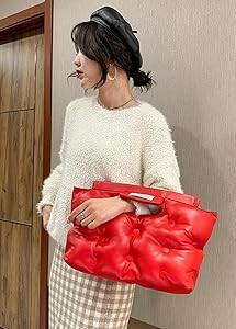 JEWOSS Hobo Bags for Women Puffer Down Padding Shouder Bag Soft Large PU Tote Bag Handbag,Fashion... | Amazon (UK)