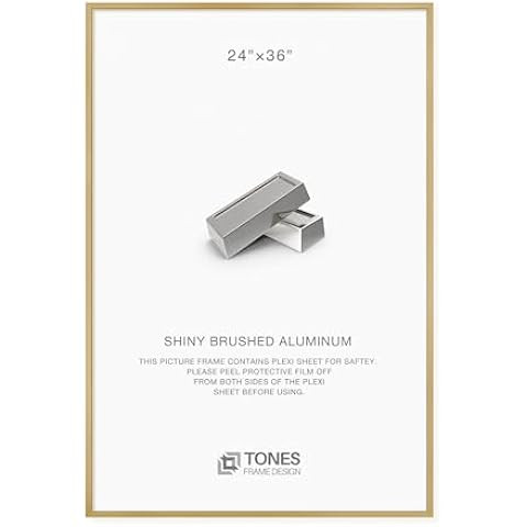 Modern Gold 24x36 Frame - Single Frame, 24 x 36 Poster Frame for Artwork, Puzzles, Photos and Mov... | Amazon (US)