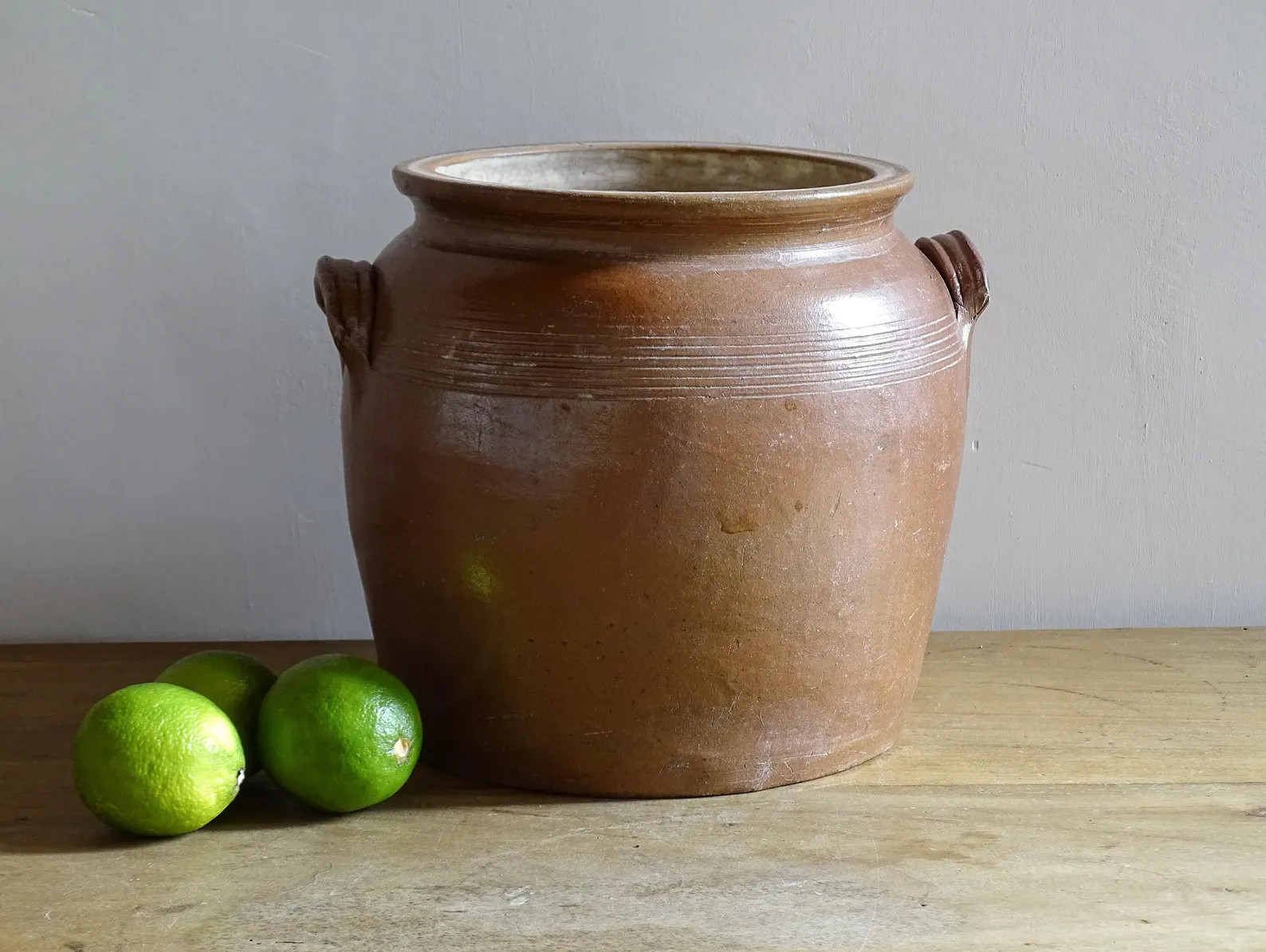French Antique Confit Pot, Stoneware Pot with Salt Glaze, Country Kitchen Farmhouse Decor 10.2" | Etsy (Global)