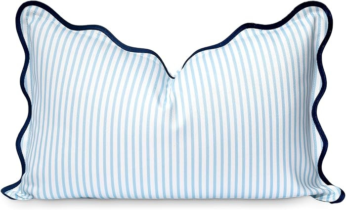 Hofdeco Premium Coastal Patio Indoor Outdoor Scalloped Lumbar Pillow Cover Only, 12"x20" Water Re... | Amazon (US)