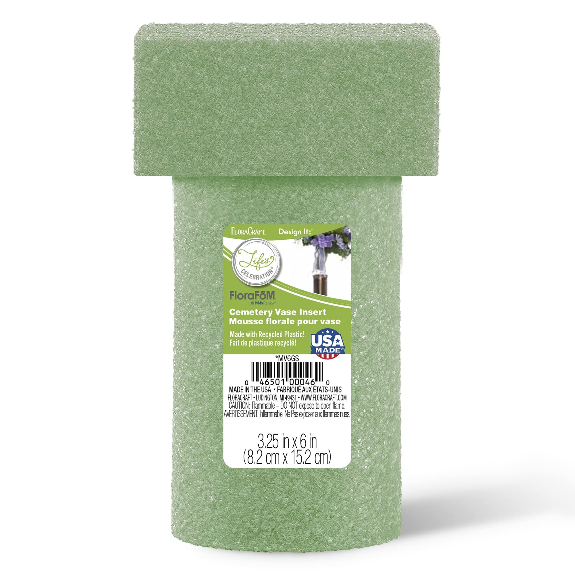 FloraCraft FloraFōM Memorial Vase Insert 3.25 Inch x 6 Inch Green | Amazon (US)
