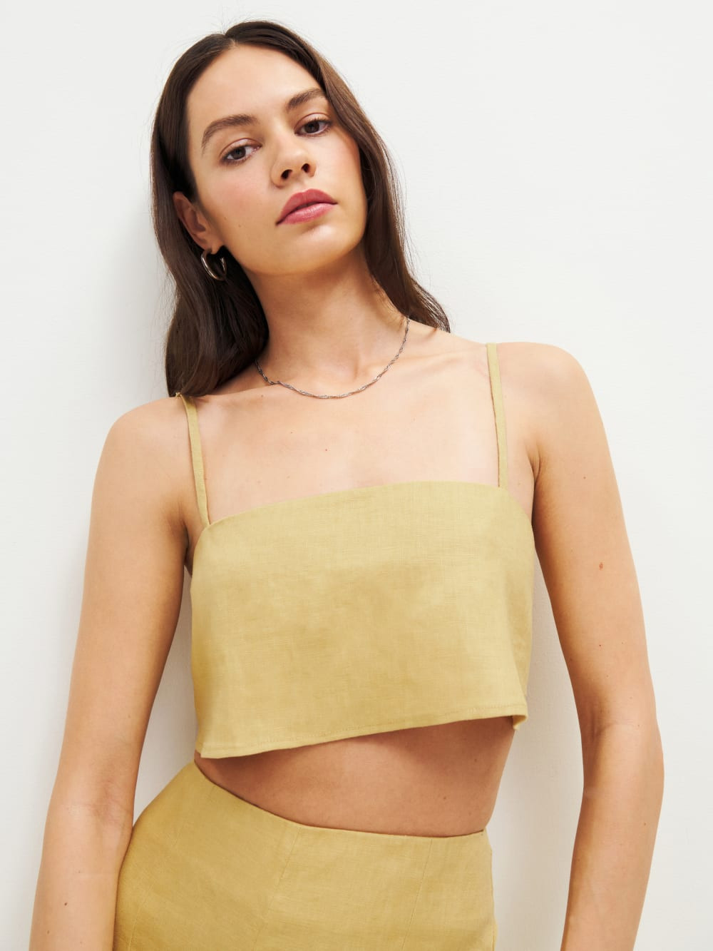 Cleo Cropped Linen Top | Reformation (Global)